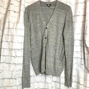 Uniqlo Heather Gray Linen Cardigan Sweater